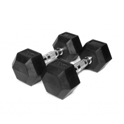 Black Rubber Hex Dumbbell Set 10kg