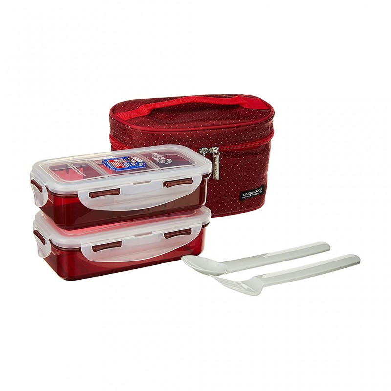 Lock & Lock HPL752DR Red 2pcs Set Lunch Bag "O" Lock & Lock HPL752DR Red 2pcs Set Lunch Bag "O"