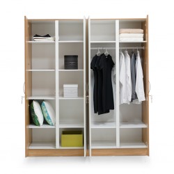 Tessa Wardrobe 4 Doors MDF Off White & Oak