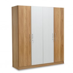 Tessa Wardrobe 4 Doors MDF Off White & Oak