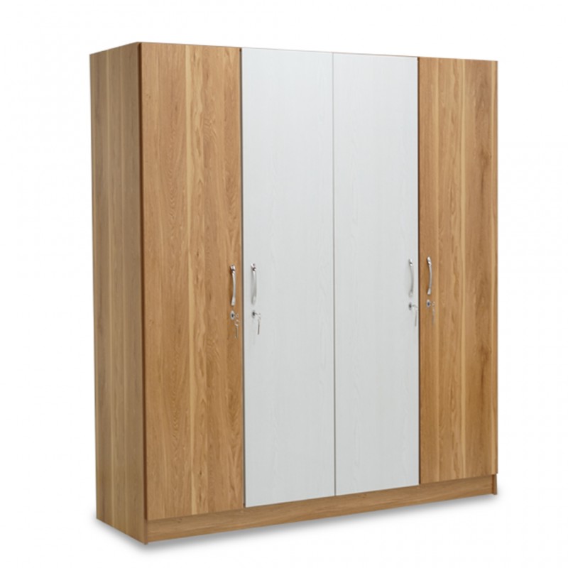 Tessa Wardrobe 4 Doors MDF Off White & Oak