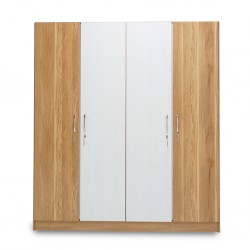 Tessa Wardrobe 4 Doors MDF Off White & Oak