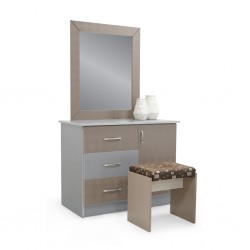 Malone Dressing Table+Pouf MDF Grey & Cappucino