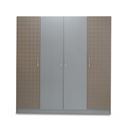 Malone Wardrobe 4 Doors MDF Grey & Cappucino