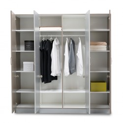 Malone Wardrobe 4 Doors MDF Grey & Cappucino