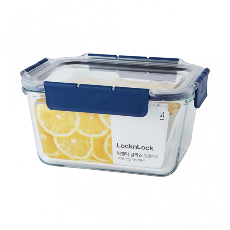 Lock & Lock LBG449 1500ml Rectangle Topclass Ovenglass Borosilicate 207 x 157 x 106mm HC345 "O"