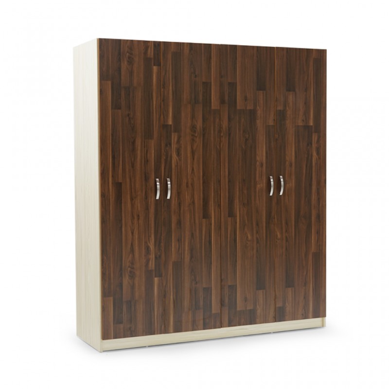 Tripoli Wardrobe 4 Doors MDF Kiaat and Creamywood