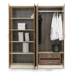 Tripoli Wardrobe 4 Doors MDF Kiaat and Creamywood