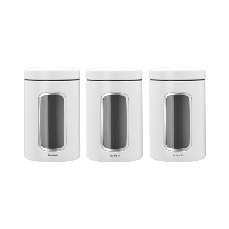 Brabantia 306068 1.4L White Window Canister Set 10YW "O"