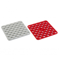 Joseph Joseph Duo 20163-JJ Spot-On Grey/Red Set Of 2 Silicone Square Trivets "O"