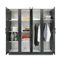 Travis Wardrobe 4 Doors MDF Black Matt