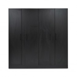 Travis Wardrobe 4 Doors MDF Black Matt