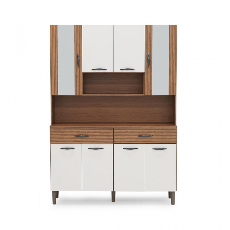 Golden Kitchen Cabinet 8 Doors Nogueira/Off White