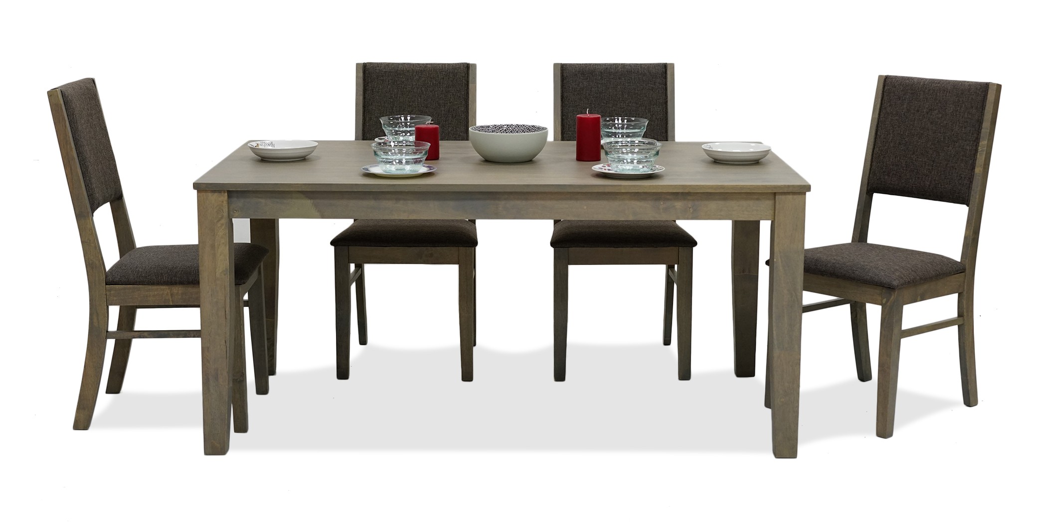Silver Table and 6 Chairs Rubberwood