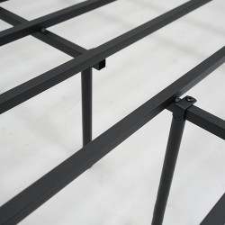 Murphy Bed 150x190 cm Black Metal Rubberwood