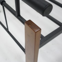 Murphy Bed 150x190 cm Black Metal Rubberwood