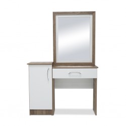 Elnora Dressing Table+Pouf Light Walnut & Warm White