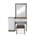 Elnora Dressing Table & Pouf Light Walnut/Warm White