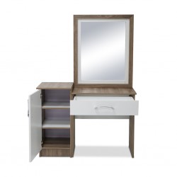 Elnora Dressing Table+Pouf Light Walnut & Warm White