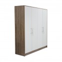 Elnora Wardrobe 4 Doors MDF Light Walnut & Warm White