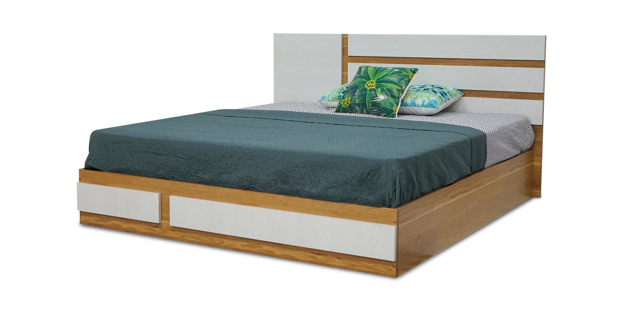 Elnora Bed 180x200cm Montana Oak & Lime White