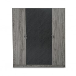 Kinzey Wardrobe 4Drs MDF Grey Mistral & Stone