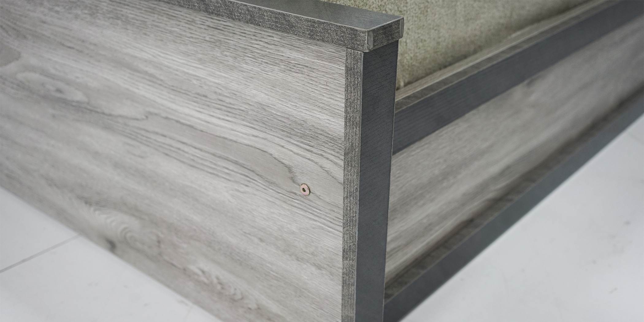 Kinzey Bed 150x190 MDF Grey Mistral & Stone