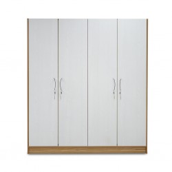 Elnora Wardrobe 4 Doors MDF Montana Oak & Lime White