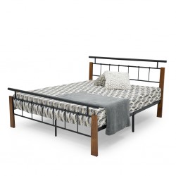 Rhodes Bed 160x200 cm Black Metal Rubberwood