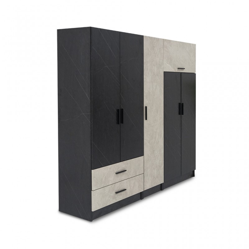 Royce Wardrobe 5 Doors Greyash and Black Vein