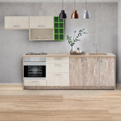 Built in Kitchen Off White / Green / Brown