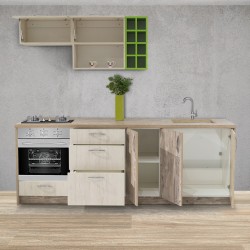 Built in Kitchen Off White / Green / Brown