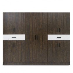 Shelton Wardrobe 10 Doors Brown Flame and White Matt