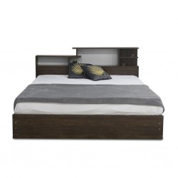 Shelton Bed 180x200 cm Brown Flame and White Matt