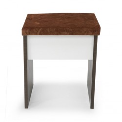 Shelton Dressing Table with pouf Brown Flame and White Matt