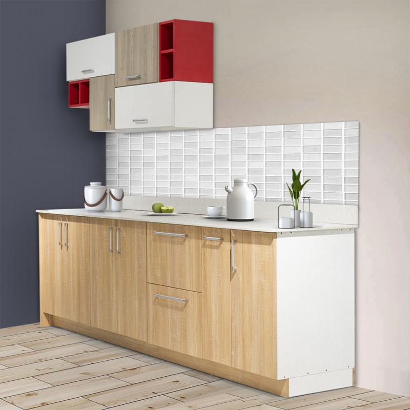 Built in Kitchen White/Red/Grey/Tangerine