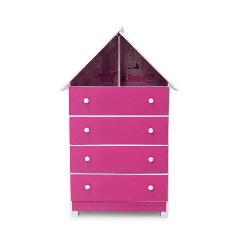 Casinha Chest of 4 Drawers Pink Color