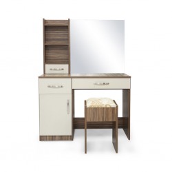 Bellinzona Dressing Table & Pouf in Melamine MDF Brown & Off White