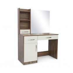 Bellinzona Dressing Table & Pouf in Melamine MDF Brown & Off White