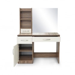 Bellinzona Dressing Table & Pouf in Melamine MDF Brown & Off White