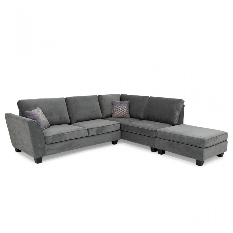 Bella Sofa Corner +Ottoman Grey Col Fabrics