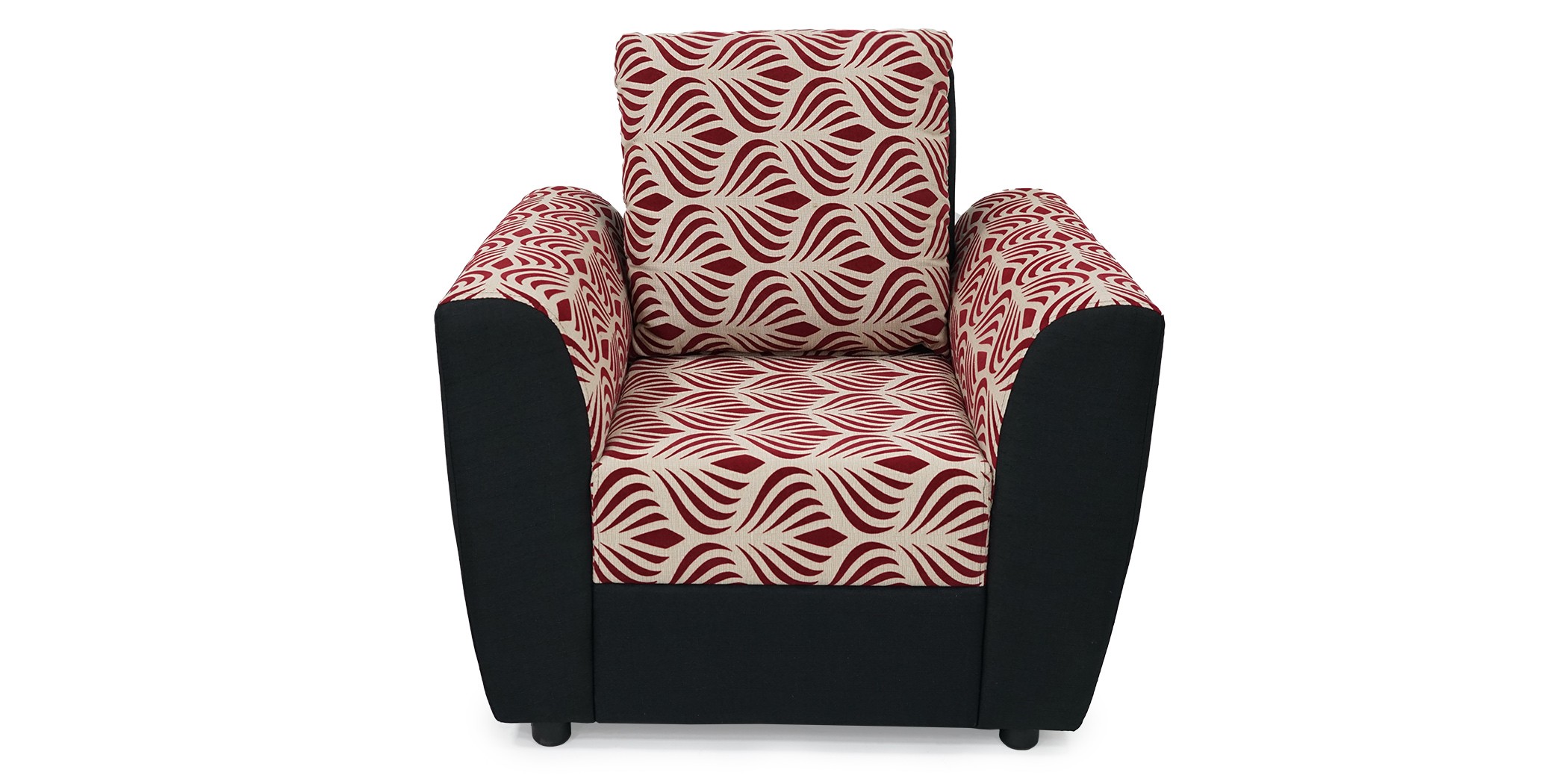 Elsa Sofa 3+2+1 Black With Red Pattern Fabric