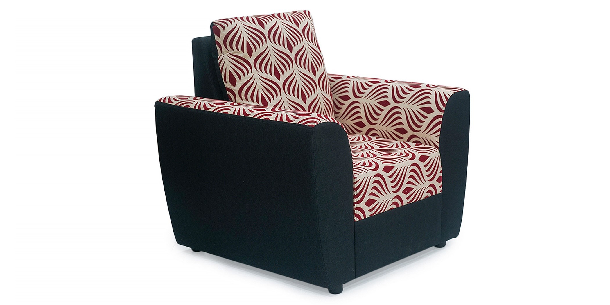 Elsa Sofa 3+2+1 Black With Red Pattern Fabric