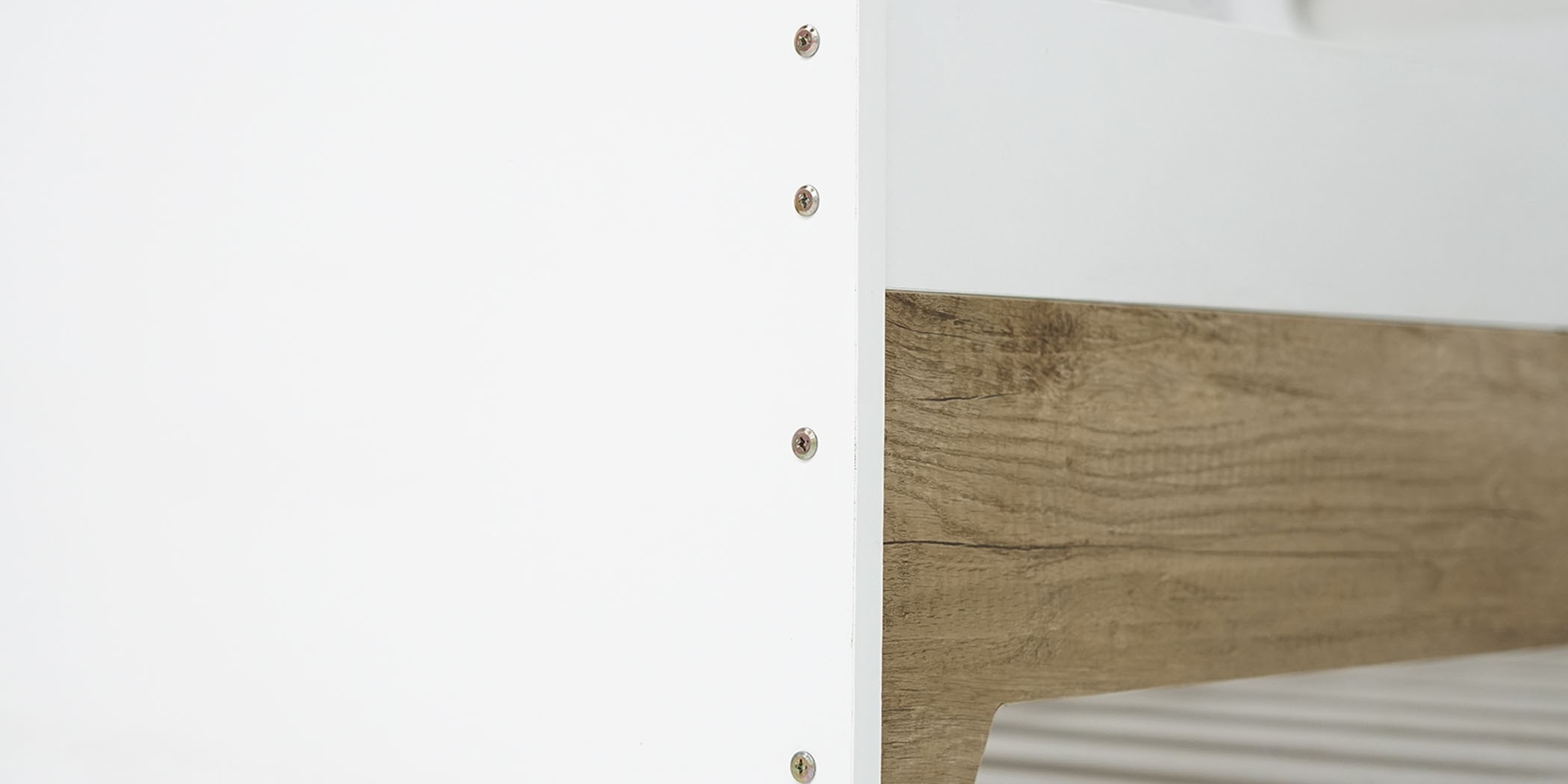 Arte Bed 108x190cm In Melamine MDF Wash Oak & White