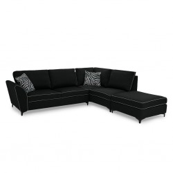 Bella Sofa Corner + Ottoman Black Col Fabric