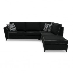 Bella Sofa Corner + Ottoman Black Col Fabric