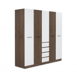 Azzurra Wardrobe 5 Doors Walnut & White