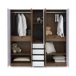 Azzurra Wardrobe 5 Doors Walnut & White