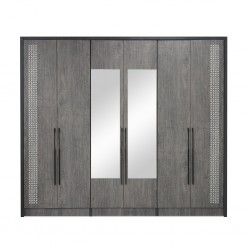 Feori Wardrobe 6 Doors Grey