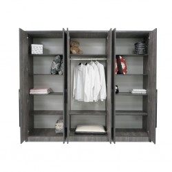 Feori Wardrobe 6 Doors Grey